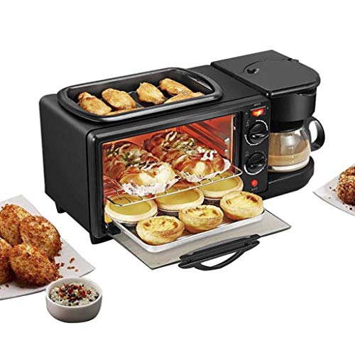 Mini Electric Oven 9L Toaster Multifunktion 1050 (W) mit Antihaftbeschichtung Bratpfanne und Kaffeemaschine mit Verbrühschutzgriff mit