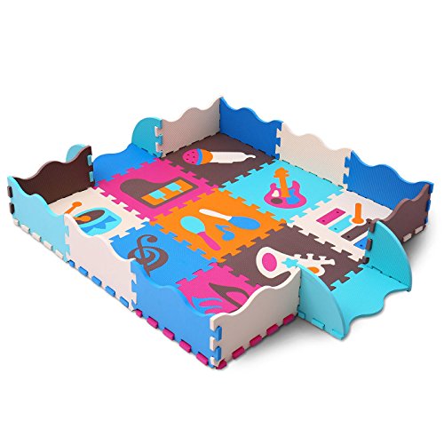 qqpp Puzzles de Suelo,Alfombra Puzzle de 25 Piezas | Instrumento Musical (30*30*1.0CM) | Alfombrilla de Juego Infantil | Gomaespuma EVA | Lavable | Colores Resistentes Rompecabezas |