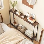 Giantex 2-Tier Table Console avec plateau, 44" Table d'entrée étroite avec kits antidérapants double & Cadre en métal, Table de canapé longue, Table Slim Hallway pour le salon, Entrée, Corridor, Foyer