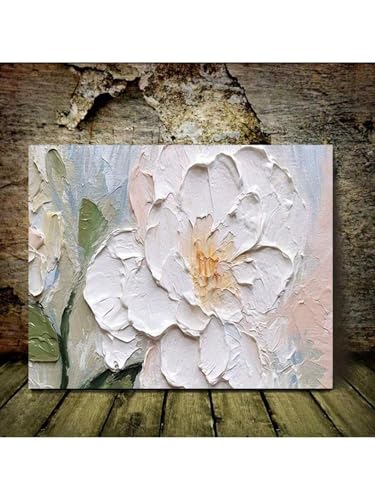 Peinture abstraite de fleurs orange pour raviver un mur blanc de salon ou chambre