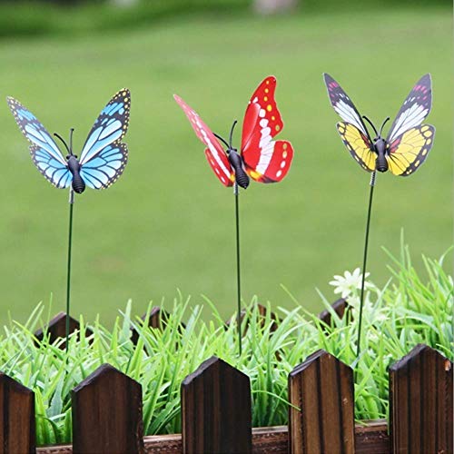 Choppywave Garden Miniature Ornaments 15Pcs Artificial Simulation Butterfly Stakes Garden Yard Plant Lawn Decoration - Random Color & Style #TOP4