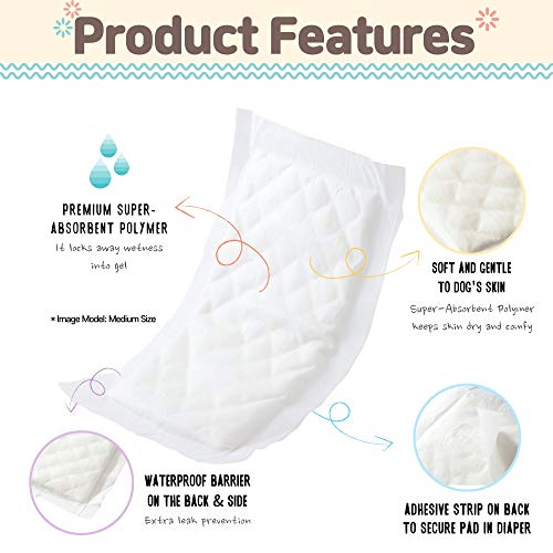 PAWPANG Disposable Dog Diaper Liners Booster Pads for Male & Female Dogs, 100ct, 4 Sizes Variations, Doggie Diaper Inserts fit Most Types of Dog Diapers - Pet Belly Bands & Male Wraps (Small)