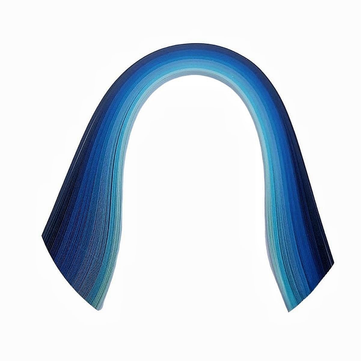 Pastel Color Gradient Tant Quilling Paper Strips 5mm Quilling Strip Set 9Colors 90pcs Quilling Paper Filigree 0.2inch (Blue)