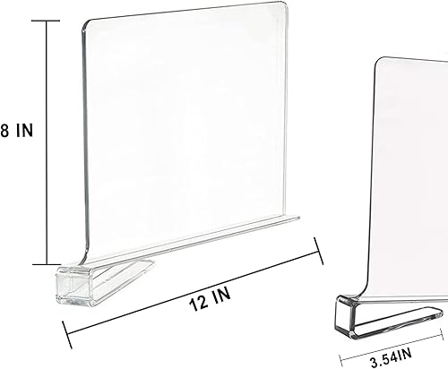 Miniatura 2 de ikaufen 12 separadores de estantes de acrílico transparente, separadores verticales de 8 pulgadas de alto para armario, perfectos para dormitorio,