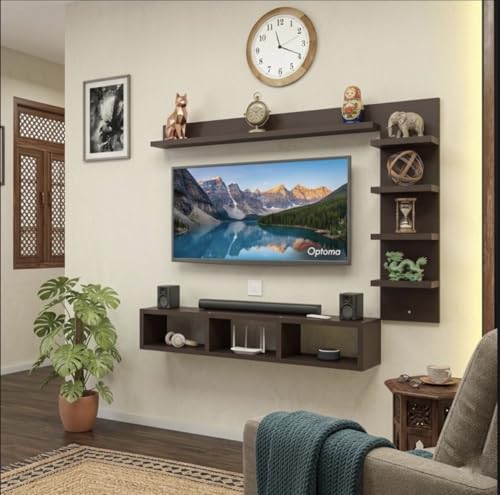 Image of Engineered Wood Wall Mount TV Cabinet, Bearish Brown, 32 inch | Extended, Suits 24 to 32 inches Smart TV, Home Decor