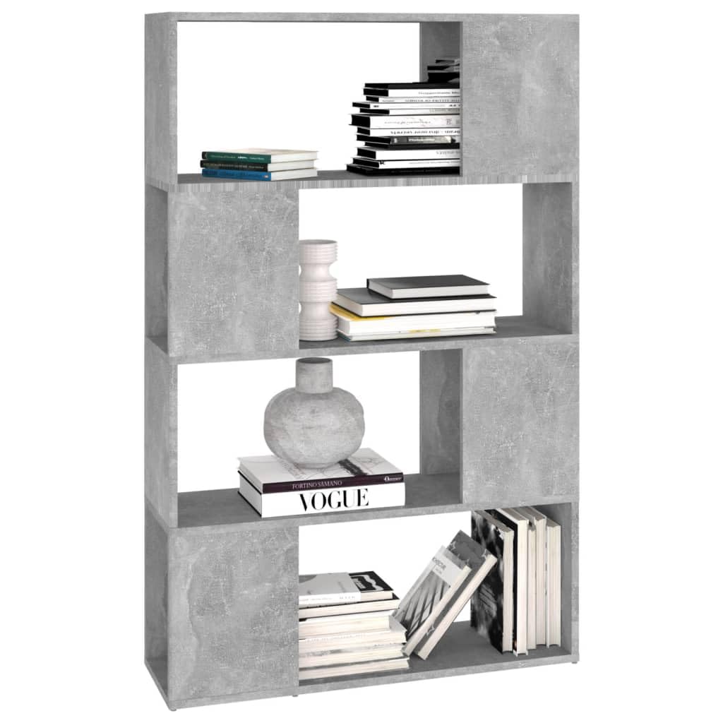 Générique Regał na książki / ścianka działowa szary beton 80 x 24 x 124,5 cm, elegancki i klasyczny design, 4 przestronne przegródki na magazyny Ranger, książki, DVD i przedmioty dekoracyjne,