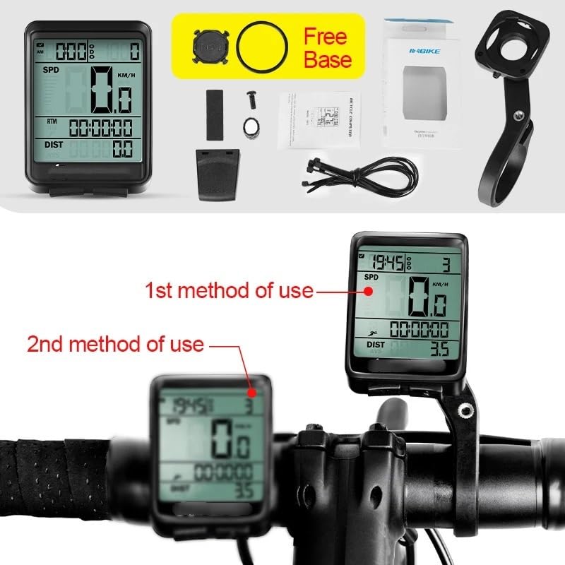 Contachilometri Bici Contachilometri for Bici con tachimetro da Ciclismo Wireless for Computer da Bicicletta Impermeabile Ciclocomputer(Wireless Extension)