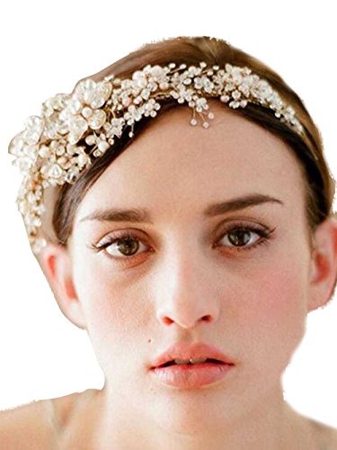 Cinta para el pelo de perlas y diamantes de imitación para fiesta de vendimia y bodas y tocados de novia, de Gracewedding