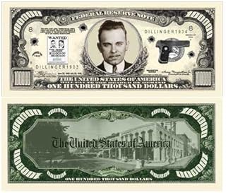 American Art Classics Pack of 50 - John Dillinger $100,000.00 Bill - Best Gift for Fans of This Notorious Gangster