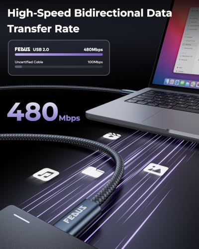 Image of FEDUS ZETTA 100W Type C to Type C Fast Charging Cable Compatible For Iphone 17 /16 /15, Samsung S26 /25 /24, Nothing 3 /2 /1, Ultra Fast Charging Cable