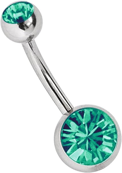 Titan Bauchnabel Piercing 1,6 mm mit Zirkonias rund in 8 mm + 5 mm