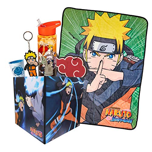 JUST FUNKY Naruto Shippuden LookSee Collector's Box | 5 Official Naruto Shippuden Themed Collectibles | Includes Blanket, Water Bottle, Keychain & More
