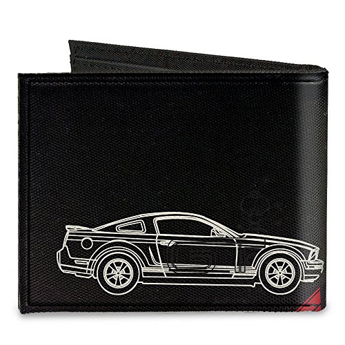 Buckle-Down Canvas Bi-fold Wallet-Mustang Tri-bar Logo/Diagonal Stripe2