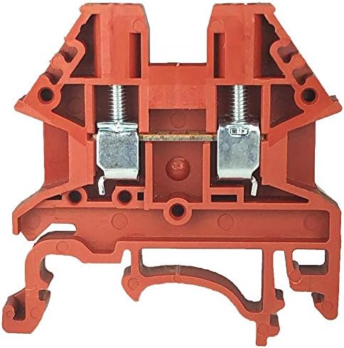 Dinkle Red DK2.5N-RD DIN Rail Terminal Block Screw Type UL 600V 20A 12-22AWG, Pack of 100