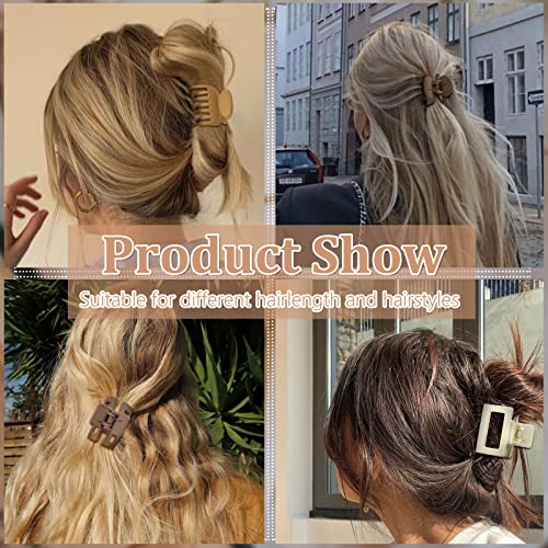 Giesiery 8 Pack Double Row Teeth Hair Clips Small Square Hair Claw Clips For Thin Hair 1.6" Medium Matte Non-Slip Short Hair Accessories For Women Girls #TOP4
