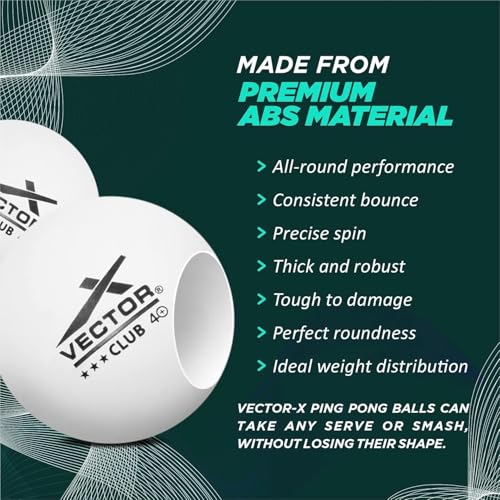 Image of Vector X Club 3 Star Premium ABS Plastic Table Tennis Balls Pack of 3 Pcs.| High Performance TT Balls for Professional Matches and Training | Ideal for Adults & Kids (White) - 1 Box