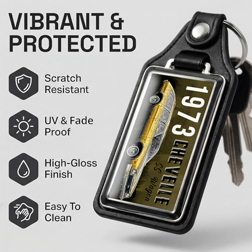 Image of Brotherhood 1973 Compatible with Chevelle SS Wagon Design Key Chain Key Holder Key Ring For Men Heavy Duty Car Key Ring For Men and Women