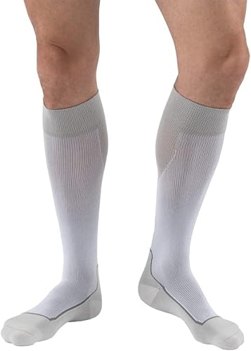 JOBST Calcetines deportivos de compresión hasta la rodilla, 15-20 mmHg, blancogris, talla XL