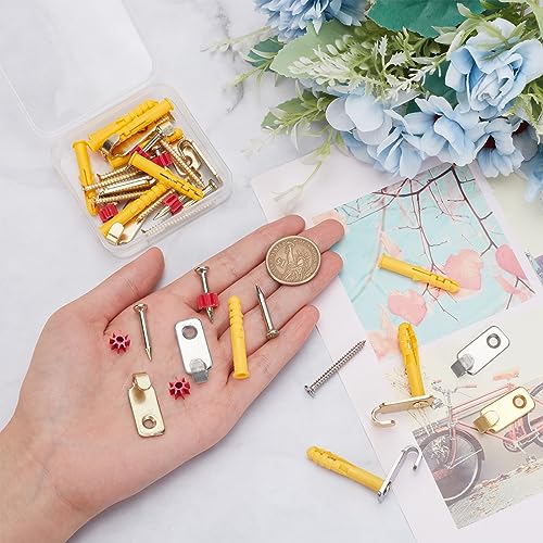 Image of CRASPIRE 20 Sets 2 Colors 304 Stainless Mini Wall Hooks Steel Hangers Garage Mounted Hat Robe Single Hanger Heavy Duty for Mirror Picture Frames Hanging Wire Keyhole House Decoration