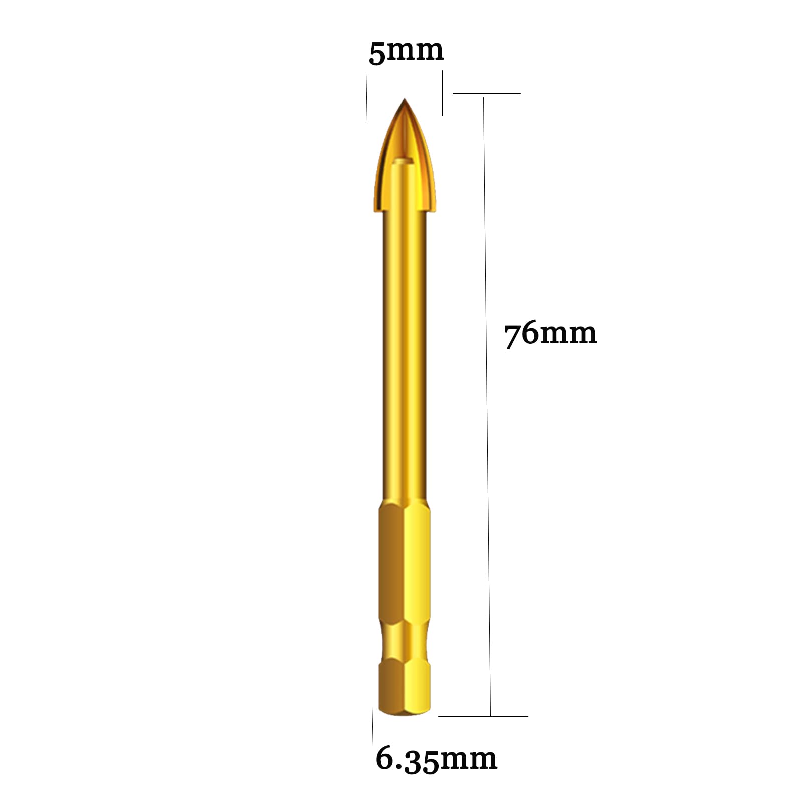 MACHSWON 10Pcs 5mm Tungsten Carbide Tile Drill Bit Set Glass Ceramic Cross Spear Head Drill Bit - Image 3