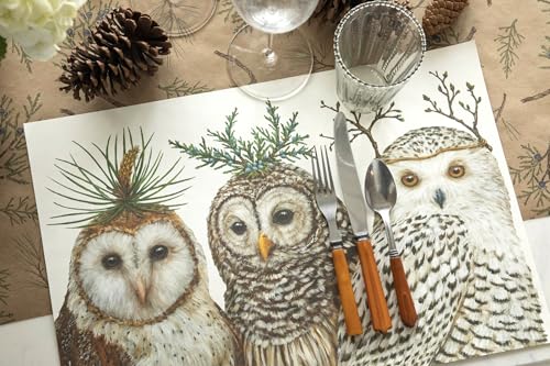 Kitchen Papers Winter Owls Paper Placemat Set