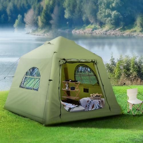 KNUO Inflatable Tent for Winter Camping 7.8x7.8ft Blow Up...