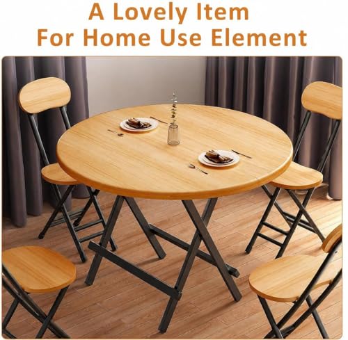 Image of Multi-Purpose Portable Foldable Wooden Table Desk with Durable Powder Coated Finish - Perfect for Home, Dining, Study, Coffee Table,Compact Spaces Pre-Assembled (L*81,B*80,H*75) cm. (Orange Walnut)