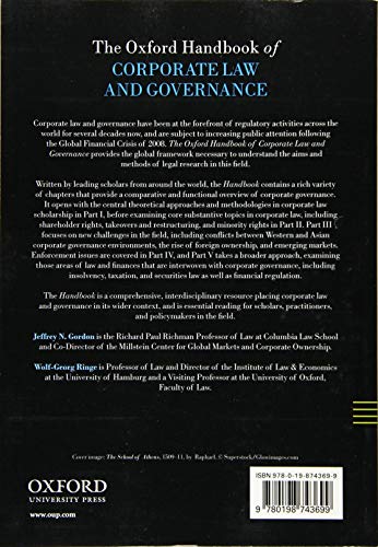 The Oxford Handbook of Corporate Law and Governance