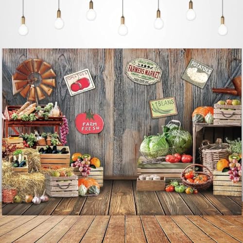 Fondo para fotografía Mercado de Agricultores 7x5 ft miniatura 2