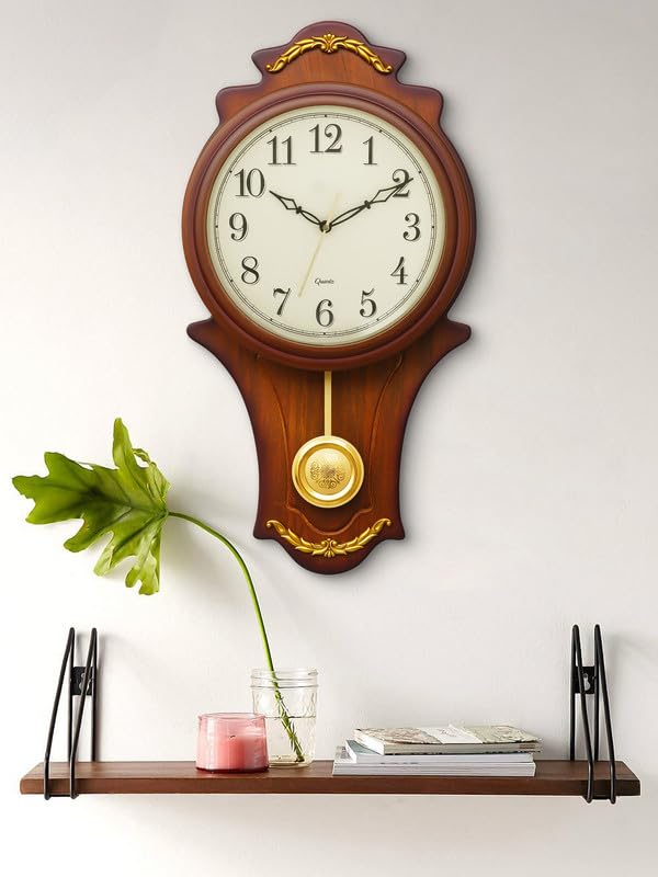 CHRONIKLE Elegant Vertical Decorative Wooden Case Analog Pendulum Wall Clock for Living Room Home Decor Office Gifts (Size: 28 x 6.5 x 53.5 CM | Weight: 1210 Gram | Color: Brown) (B081VQ142C) Amazon Price History, Amazon Price Tracker