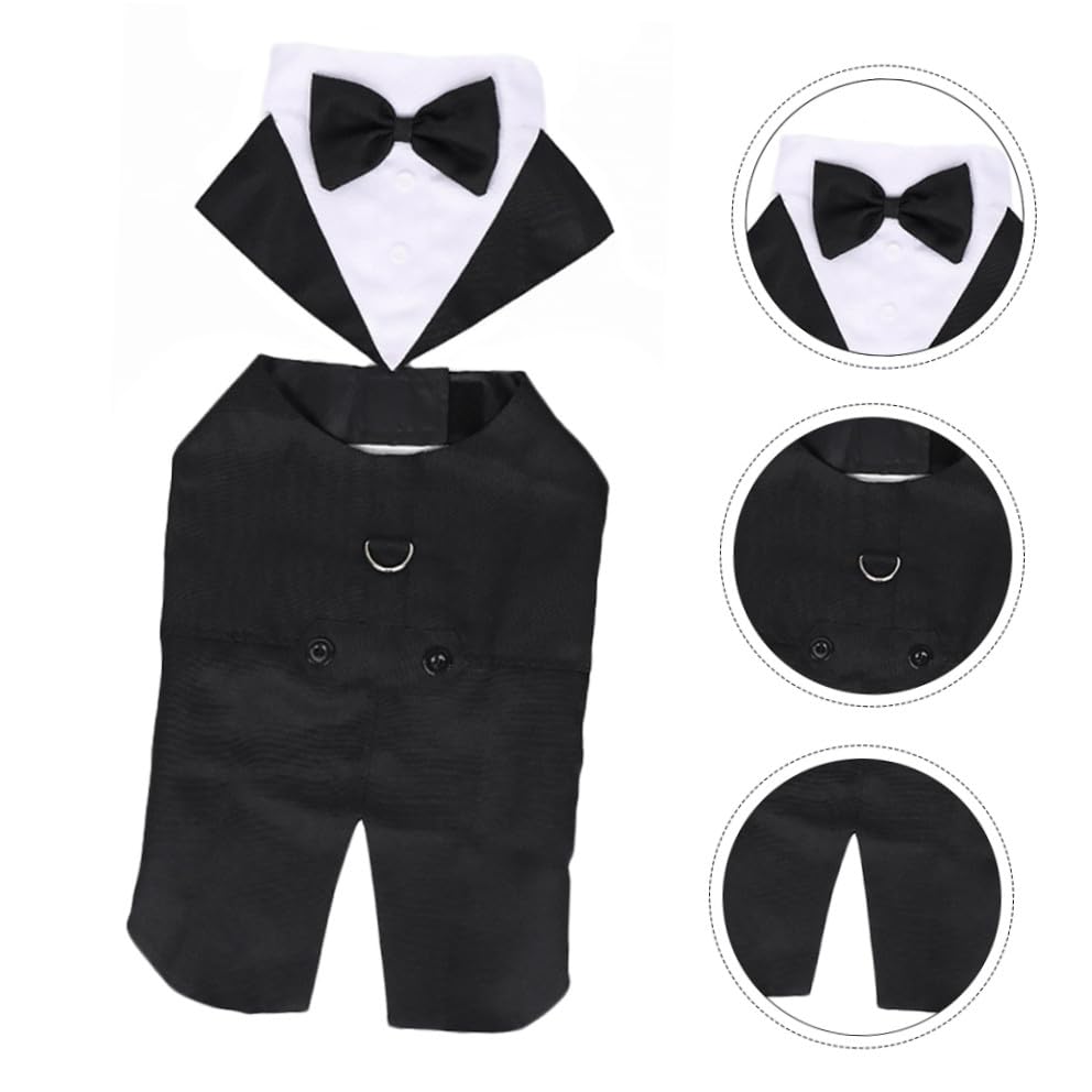 Disfraz formal para perro POPETPOP con moño, talla S miniatura 5
