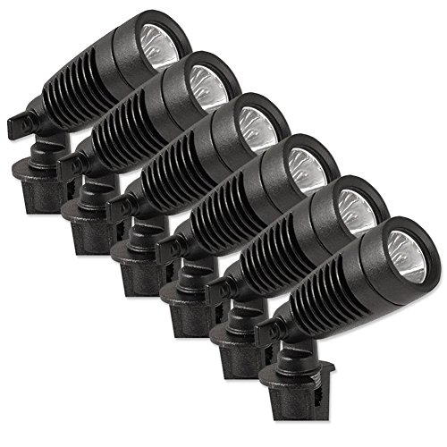 Moonrays 95535 W Spot, 4 in Above Ground Height 99935 1W Low Voltage LED Metal Landscape Spotlights, Security Light, Weather Resistant, 10 Inch, Black, 6 Pack, 6 Count #1