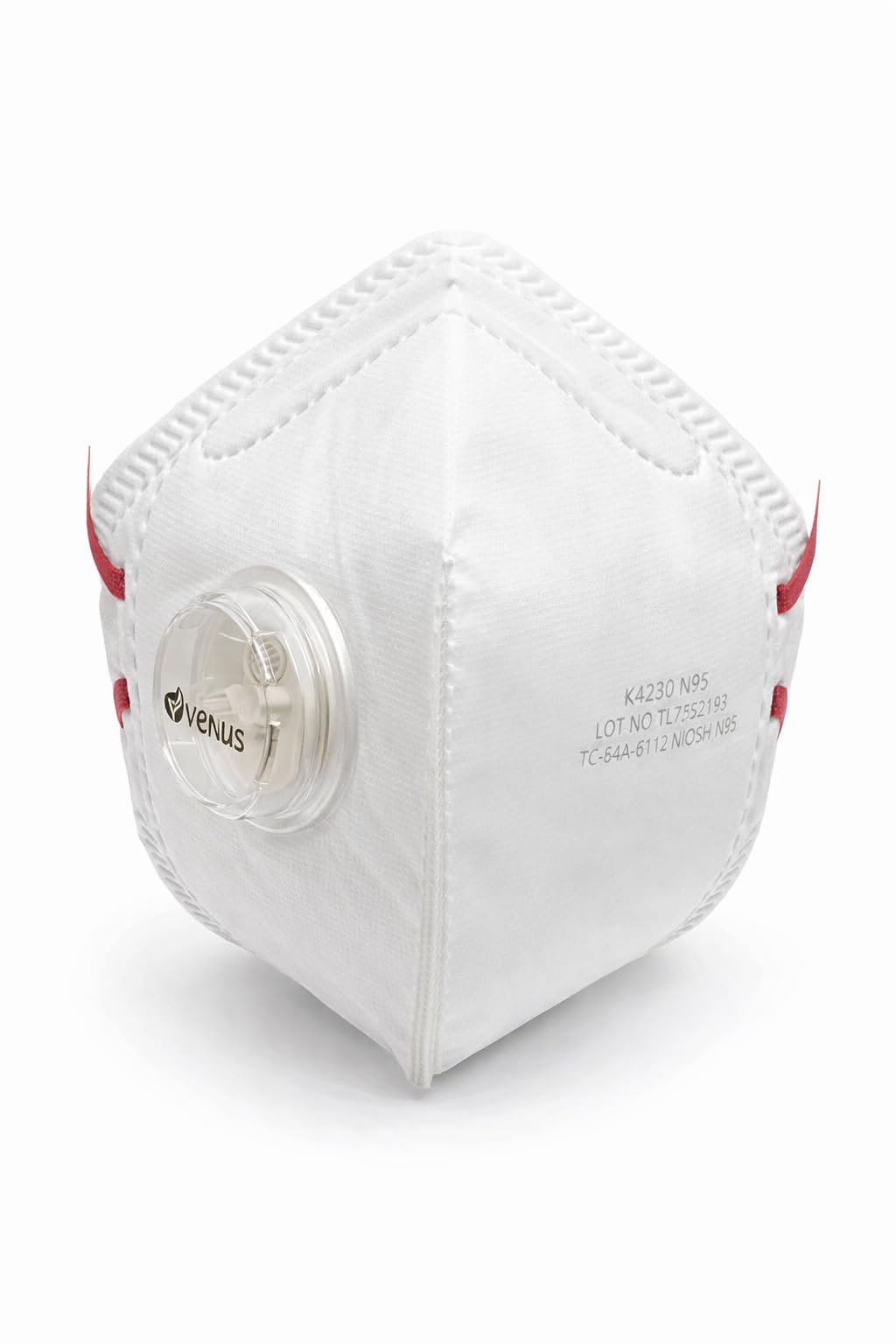 VENUS - V-4200 - N95 Face Mask - NIOSH Certified Respirator with Exhalation Valve, Anti-Pollution, Dust & Bacterial Protection - Unisex - White - Pack of 5
