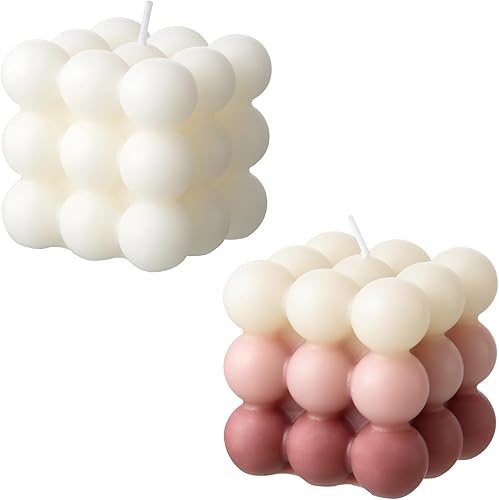 Vela de burbujas Velas de cera de soja en cubo, velas de decoración del hogar, juego de velas perfumadas de 2 piezas, uso doméstico y regalo