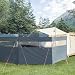 REDCAMP Windschutz für Camping, Heavy Duty Strand Sichtschutz mit Sichtfenster Stahlstangen Heringen Seilen, Outdoor Caravan Privacy Shield für Garten BBQ Picknick Lagerfeuer Holzkohlegrills, Grau