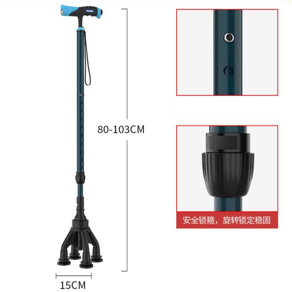 GCX- Muletas for Ancianos bastón Plegable telescópico Antideslizante Multifuncional con bastón de Cuatro Patas for Ancianos Firma