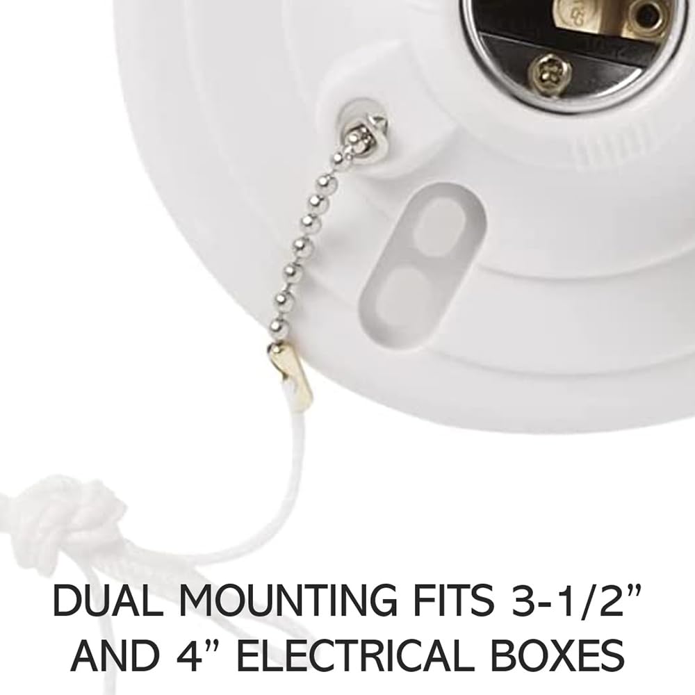 Douille à Tirette Pass & Seymour 280-WH – 250W 250V, Base Moyenne, Pour Luminaire