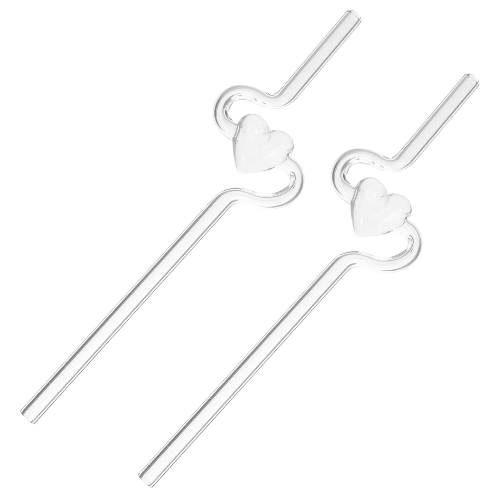 Pajitas reutilizables en forma de corazón de vidrio sintético para fiestas