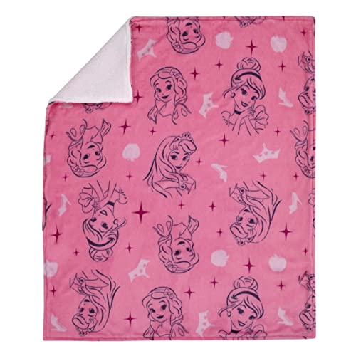 Image of Disney Princess Pink and Purple Tiaras Super Soft Sherpa Baby Blanket