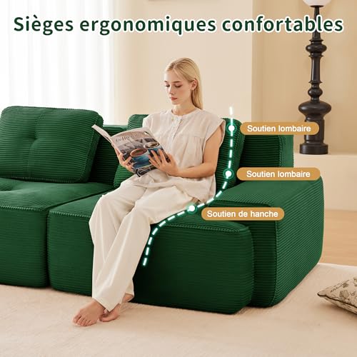 Canapé-lit Modulable Velours Côtelé 2 Places Yihomfy