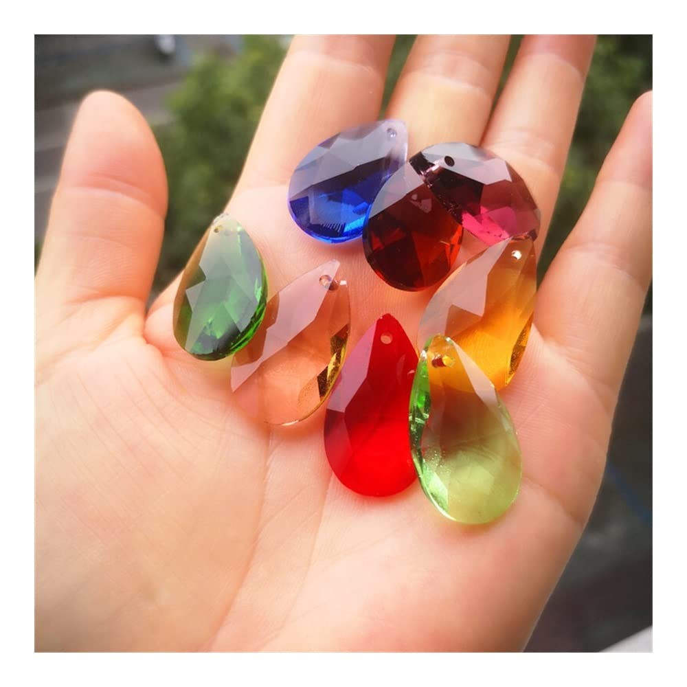 Kronleuchter Kristall Prismen Anhänger 100 Teile/los 28mm Kronleuchter anhänger Mehrfarben K9 Kristall Kronleuchter Birne Anhänger Glasbeleuchtung Teil for Suncatcher (Color : Clear)