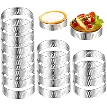 Tart Rings 14PCS 2 Inch Perforated Crumpet Rings Nonstick Stainless Steel Cake Ring for Baking Cookie Muffin Pastry Dessert Mousse Cookie for Baking English Muffin Ring