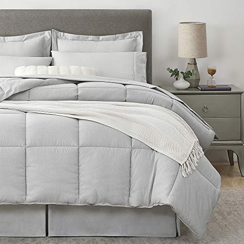 Umchord Queen Comforter Set, 8 Piece Light Grey Bed In A Bag, Cationic Dyeing Bedding Set With Comforter And Sheets, All Season Bed Comforter Sets(Queen, 88X88 Inches, Light Grey) #TOP1