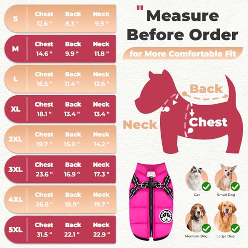 PETCARE Winter Dog Coat with Harness Built in Waterproof Dog Jackets Warm Pet Fleece Vest Windproof Snow Jacket Snowsuit Reflective Dogs Cold Weather Coats for Puppy Small Medium Large Dogs Cats - Image 3