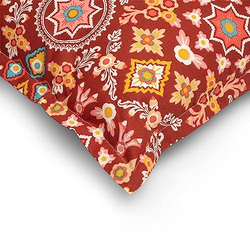 Image of Wakefit 100% Cotton Pillow Cover Set of 2 | 144 TC Soft & Breathable Pillow Cases | Standard Size 18 x 27 Inch | Skin Friendly, Durable Stitching & Gentle Machine Washable | Aloha Hibiscus