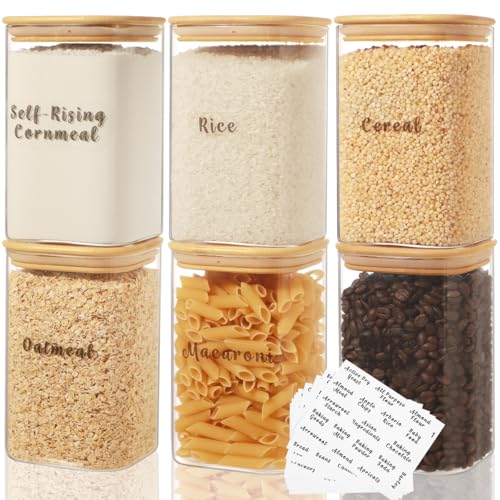 XOTAISM 6 Pcs Square Glass Pantry Storage...