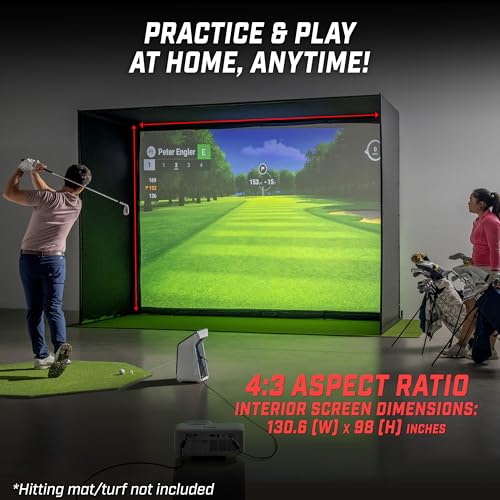 Image of GoSports Golf Simulator Enclosure Nets - Complete Set with Frame and HD Impact Screen Kit - Indoor At Home Golf Training Equipment - Choose 10x8 ft, 12x9 ft, or 14x8 ft