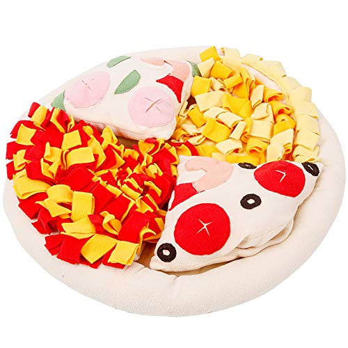 snow keychain Snuffle Mat for Dogs Nosework Feeding Mat Nosework Blanket 2 in 1 Dog Bed Mat Durable Puzzle Toys, Pizza Shape og Treat Dispenser for Small Medium Large Dogs Machine Washable(20x20in)