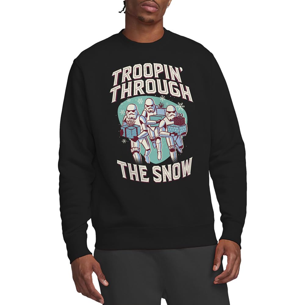 Star Wars Retro Troopin' Through The Snow Unisex Sweatshirt, Black, Large