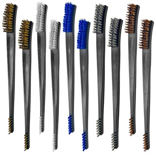 Image of 10 Pcs Gun Cleaning Brushes, 5 Bristle Types for Detail Cleaning